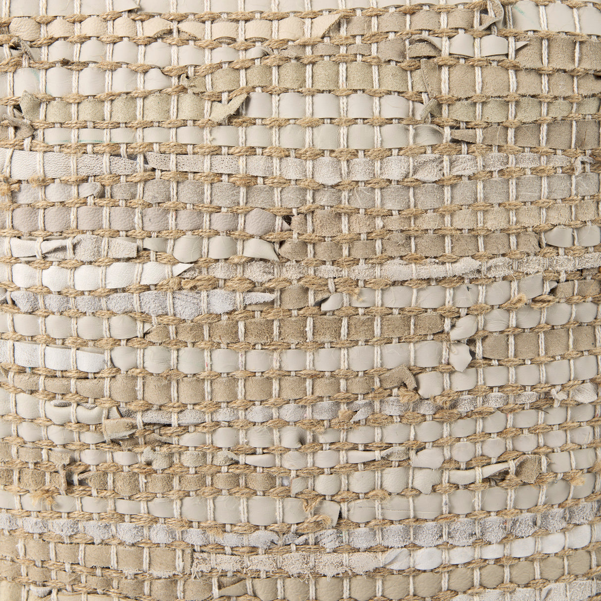 Aalia 16.0L x 16.0W x 16.0H Beige Leather and Jute Pouf from Mercana - Luna Furniture