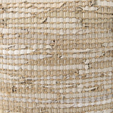 Aalia 16.0L x 16.0W x 16.0H Beige Leather and Jute Pouf from Mercana - Luna Furniture