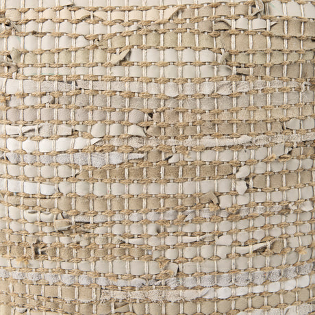 Aalia 16.0L x 16.0W x 16.0H Beige Leather and Jute Pouf from Mercana - Luna Furniture