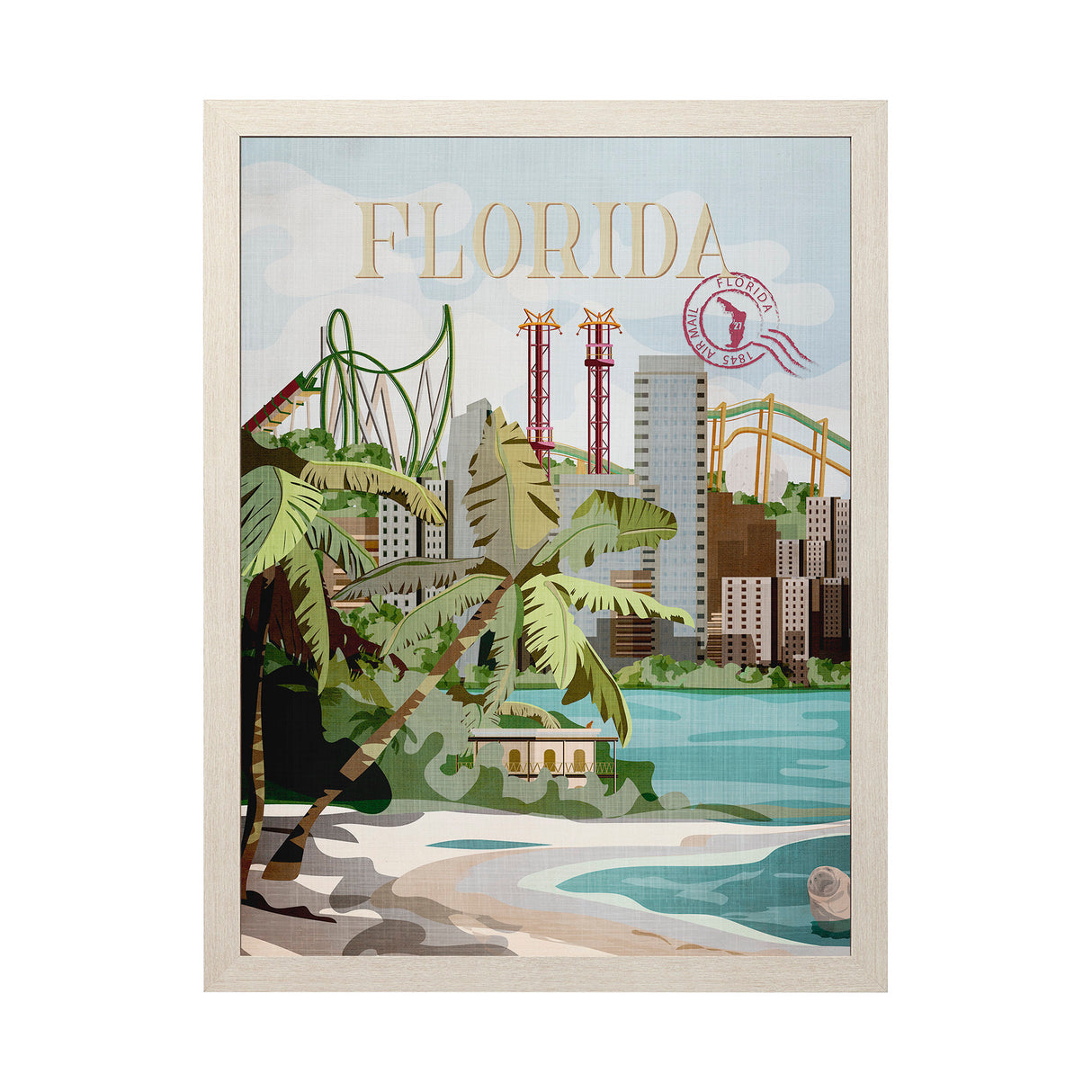 Florida Go USA (L) by Mercana Studio a Hand Embellished Decograph Framed Art Print from Mercana - Luna Furniture