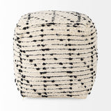 Aarohi 16.0L x 16.0W x 16.0H Cream/Black Cotton Patterned Pouf from Mercana - Luna Furniture