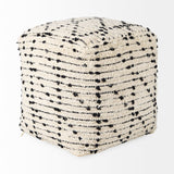 Aarohi 16.0L x 16.0W x 16.0H Cream/Black Cotton Patterned Pouf from Mercana - Luna Furniture