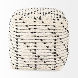 Aarohi 16.0L x 16.0W x 16.0H Cream/Black Cotton Patterned Pouf from Mercana - Luna Furniture