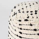 Aarohi 16.0L x 16.0W x 16.0H Cream/Black Cotton Patterned Pouf from Mercana - Luna Furniture