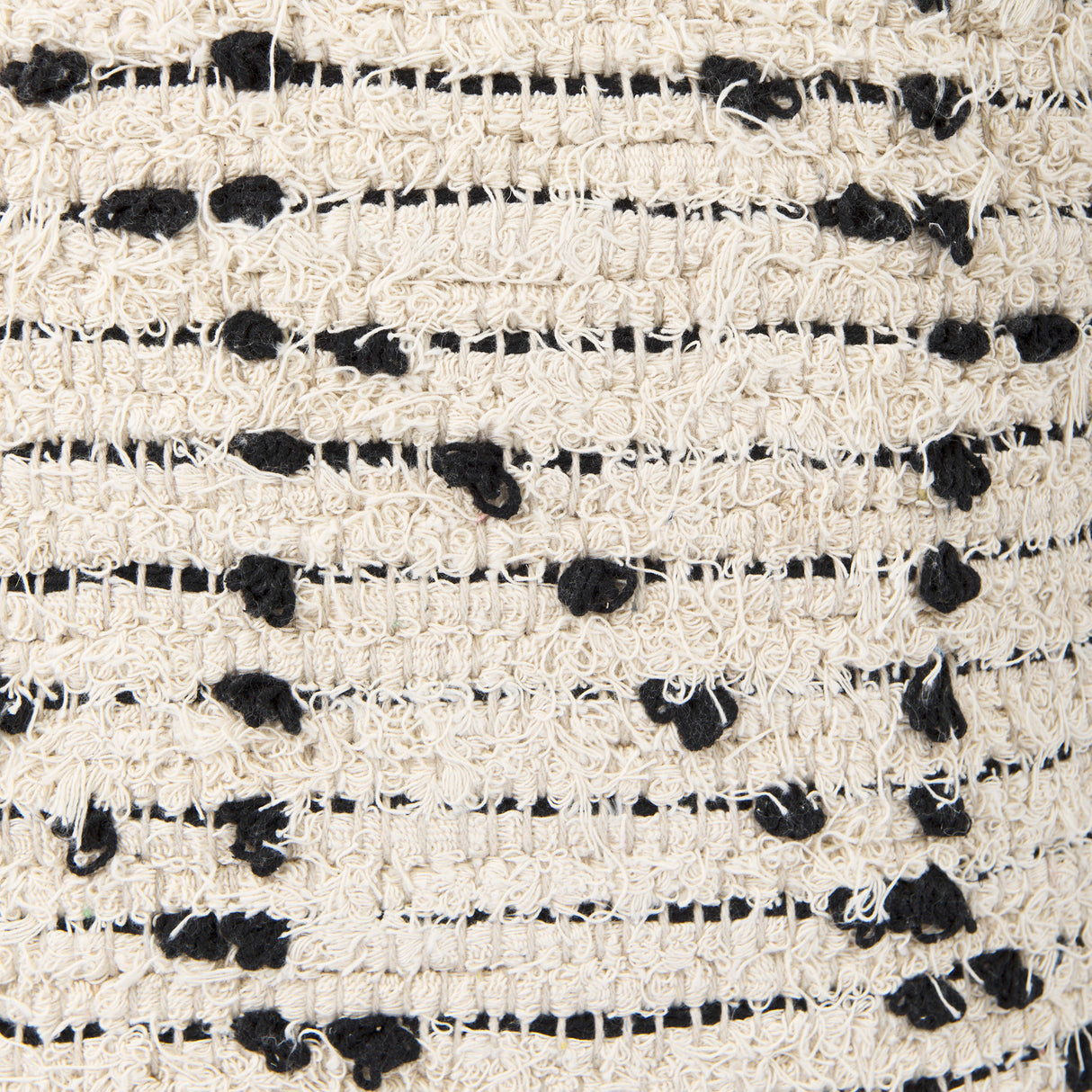 Aarohi 16.0L x 16.0W x 16.0H Cream/Black Cotton Patterned Pouf from Mercana - Luna Furniture