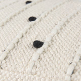 Amaira 16.0L x 16.0W x 16.0H Cream/Black/White patterned Wool and Cotton Pouf from Mercana - Luna Furniture