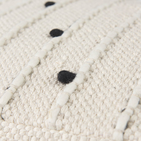 Amaira 16.0L x 16.0W x 16.0H Cream/Black/White patterned Wool and Cotton Pouf from Mercana - Luna Furniture