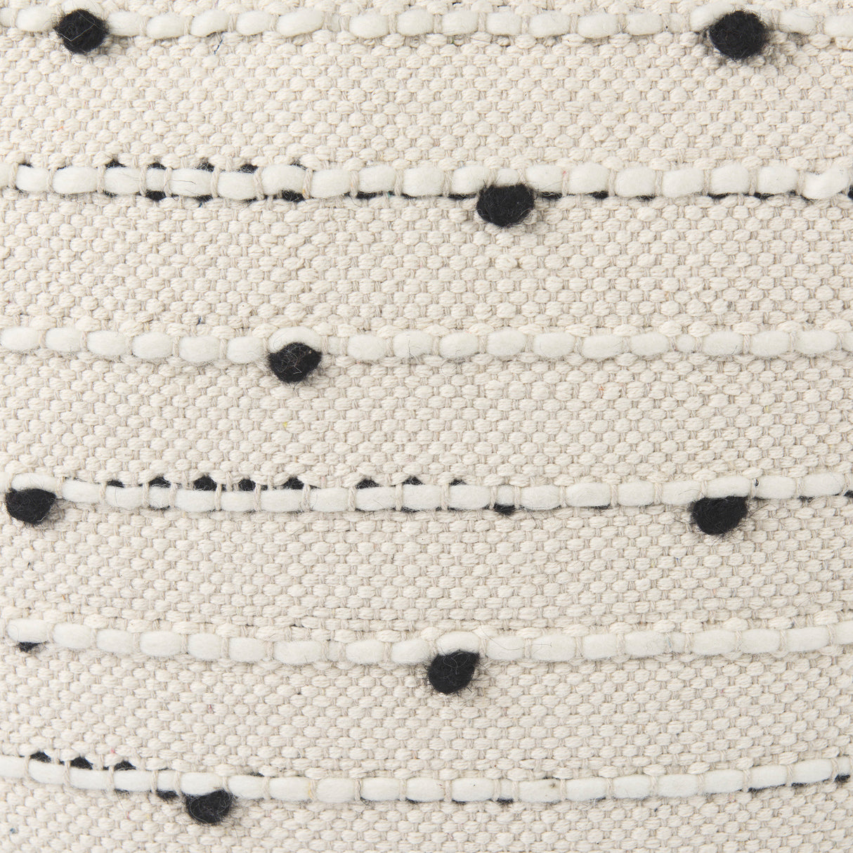 Amaira 16.0L x 16.0W x 16.0H Cream/Black/White patterned Wool and Cotton Pouf from Mercana - Luna Furniture