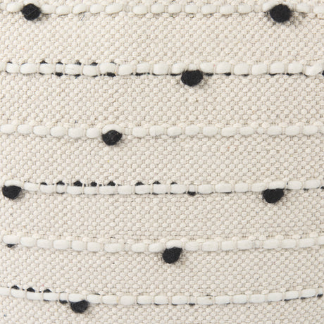 Amaira 16.0L x 16.0W x 16.0H Cream/Black/White patterned Wool and Cotton Pouf from Mercana - Luna Furniture
