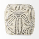 Amaya 16.0L x 16.0W x 16.0H Cream/Black/Gray Wool and Cotton Pouf from Mercana - Luna Furniture