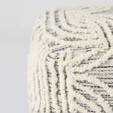 Amaya 16.0L x 16.0W x 16.0H Cream/Black/Gray Wool and Cotton Pouf from Mercana - Luna Furniture