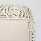 Amaya 16.0L x 16.0W x 16.0H Cream/Black/Gray Wool and Cotton Pouf from Mercana - Luna Furniture