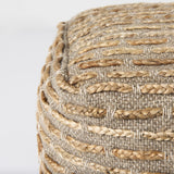 Binita 16.0L x 16.0W x 16.0H Gray/Brown Hemp Wool and Cotton Pouf from Mercana - Luna Furniture