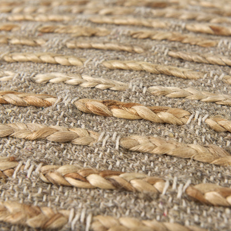 Binita 16.0L x 16.0W x 16.0H Gray/Brown Hemp Wool and Cotton Pouf from Mercana - Luna Furniture