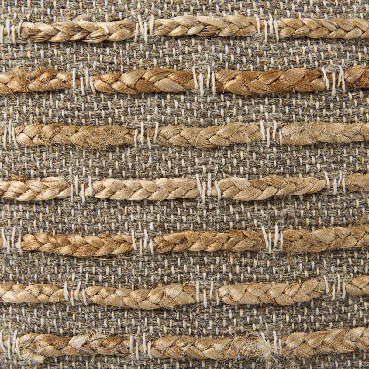 Binita 16.0L x 16.0W x 16.0H Gray/Brown Hemp Wool and Cotton Pouf from Mercana - Luna Furniture
