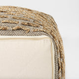Binita 16.0L x 16.0W x 16.0H Gray/Brown Hemp Wool and Cotton Pouf from Mercana - Luna Furniture