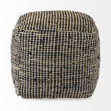 Aalia 16.0L x 16.0W x 16.0H Charcoal Leather and Jute Pouf from Mercana - Luna Furniture