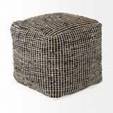 Aalia 16.0L x 16.0W x 16.0H Charcoal Leather and Jute Pouf from Mercana - Luna Furniture