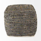 Aalia 16.0L x 16.0W x 16.0H Charcoal Leather and Jute Pouf from Mercana - Luna Furniture