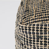 Aalia 16.0L x 16.0W x 16.0H Charcoal Leather and Jute Pouf from Mercana - Luna Furniture