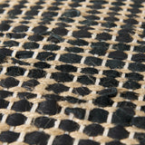 Aalia 16.0L x 16.0W x 16.0H Charcoal Leather and Jute Pouf from Mercana - Luna Furniture