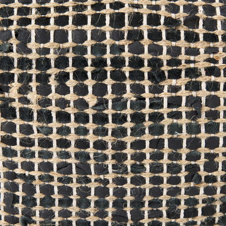 Aalia 16.0L x 16.0W x 16.0H Charcoal Leather and Jute Pouf from Mercana - Luna Furniture