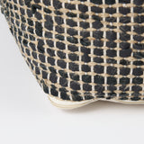 Aalia 16.0L x 16.0W x 16.0H Charcoal Leather and Jute Pouf from Mercana - Luna Furniture