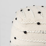Amaira 16.0L x 16.0W x 16.0H Cream/Black/White patterned Wool and Cotton Pouf from Mercana - Luna Furniture