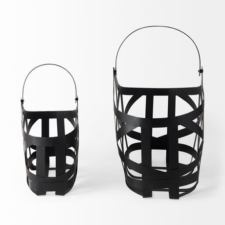 Tyrell (Set of 2) 23L x 11W; 18L x 8W Black Iron Metal Baskets from Mercana - Luna Furniture