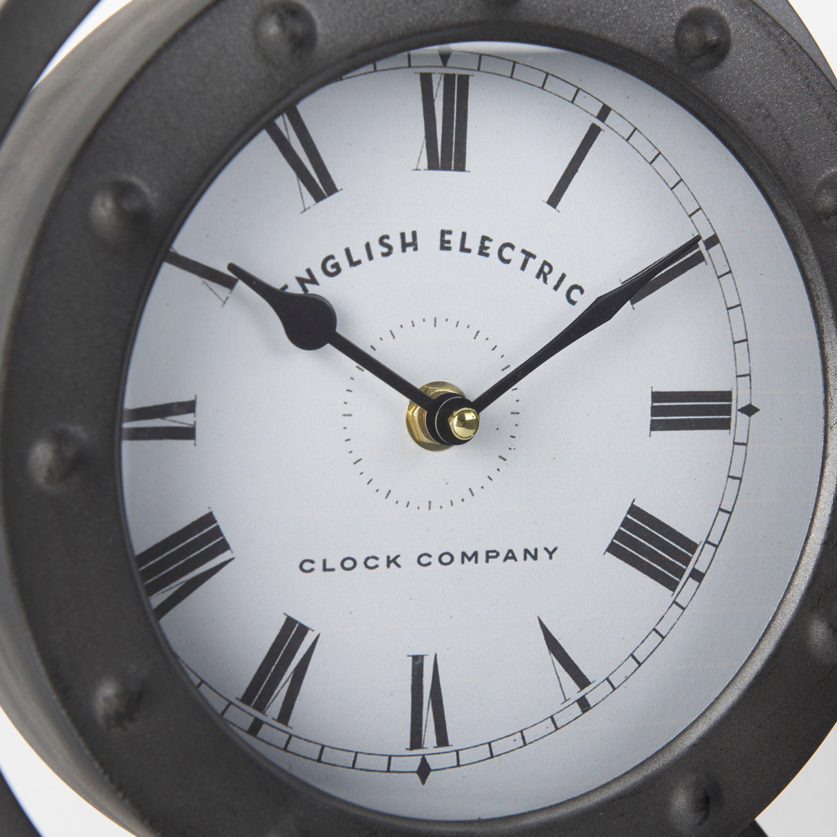 Gaston Gray Metal Circular Table Clock from Mercana - Luna Furniture