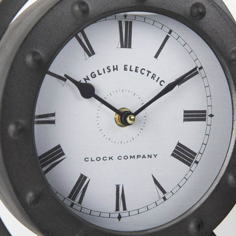 Gaston Gray Metal Circular Table Clock from Mercana - Luna Furniture