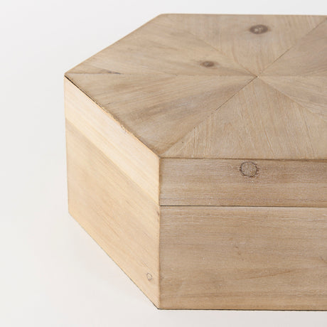 Elyse (Set of 2) 14L x 12W Brown Wooden Hexagonal Boxes from Mercana - Luna Furniture