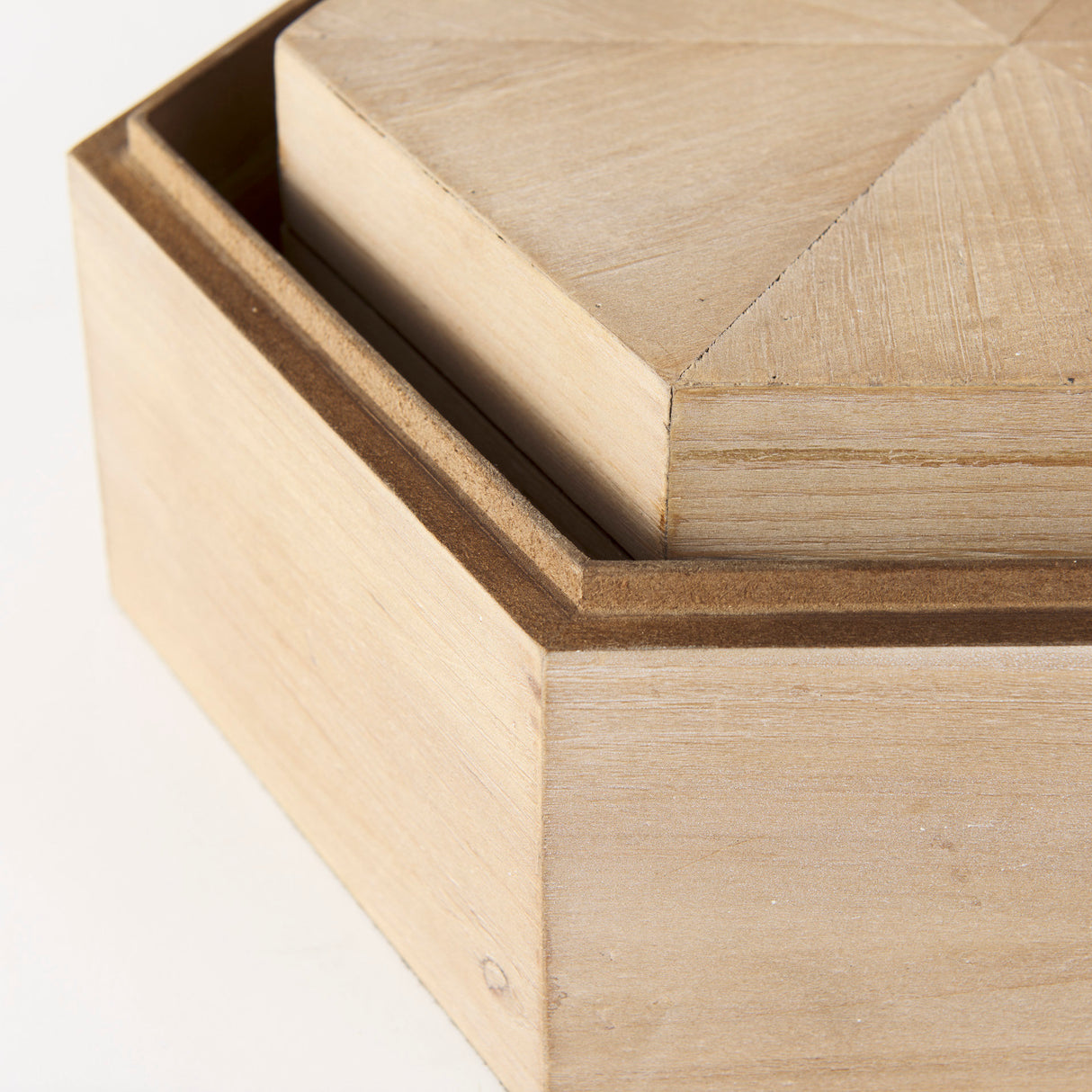 Elyse (Set of 2) 14L x 12W Brown Wooden Hexagonal Boxes from Mercana - Luna Furniture