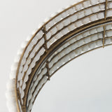 Decatur I 21L x 21W White Wooden Bead Mirrored Bottom Round Tray from Mercana - Luna Furniture