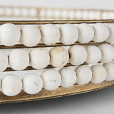 Decatur I 21L x 21W White Wooden Bead Mirrored Bottom Round Tray from Mercana - Luna Furniture