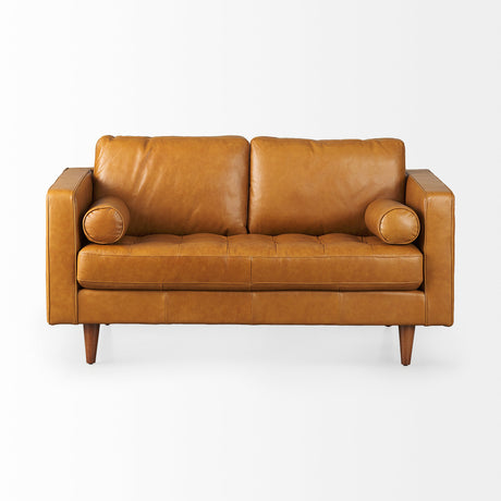Svend 65.0L x 38.0W x 34.0H Tan Leather Love Seat Sofa from Mercana - Luna Furniture