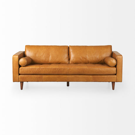 Svend 88.0L x 38.0W x 34.0H Tan Leather Sofa from Mercana - Luna Furniture