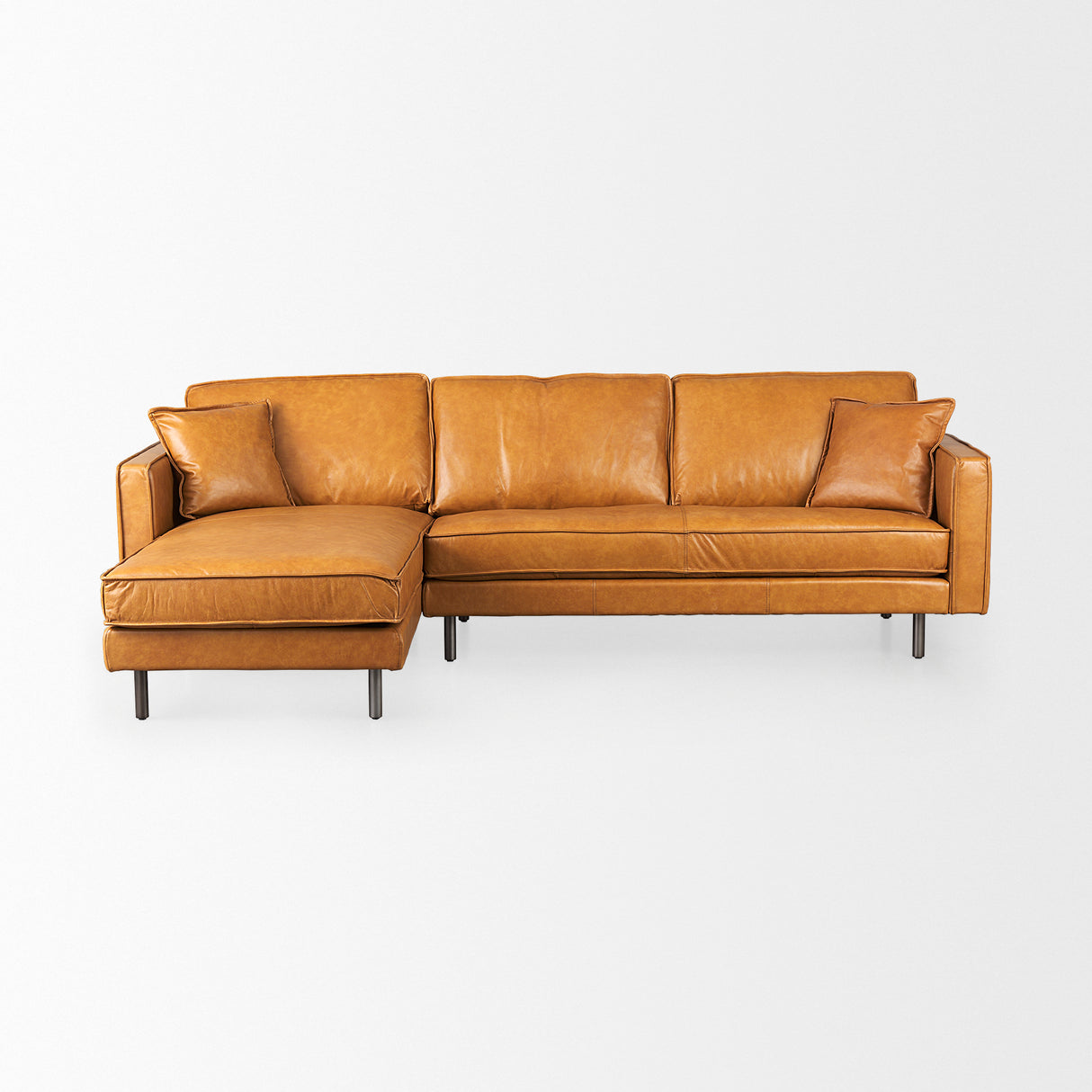 D'Arcy 111"L x 70"D x 33"H Tan Leather Left Chaise Sectional from Mercana - Luna Furniture