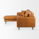 D'Arcy 111"L x 70"D x 33"H Tan Leather Left Chaise Sectional from Mercana - Luna Furniture