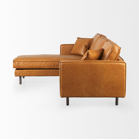 D'Arcy 111"L x 70"D x 33"H Tan Leather Left Chaise Sectional from Mercana - Luna Furniture
