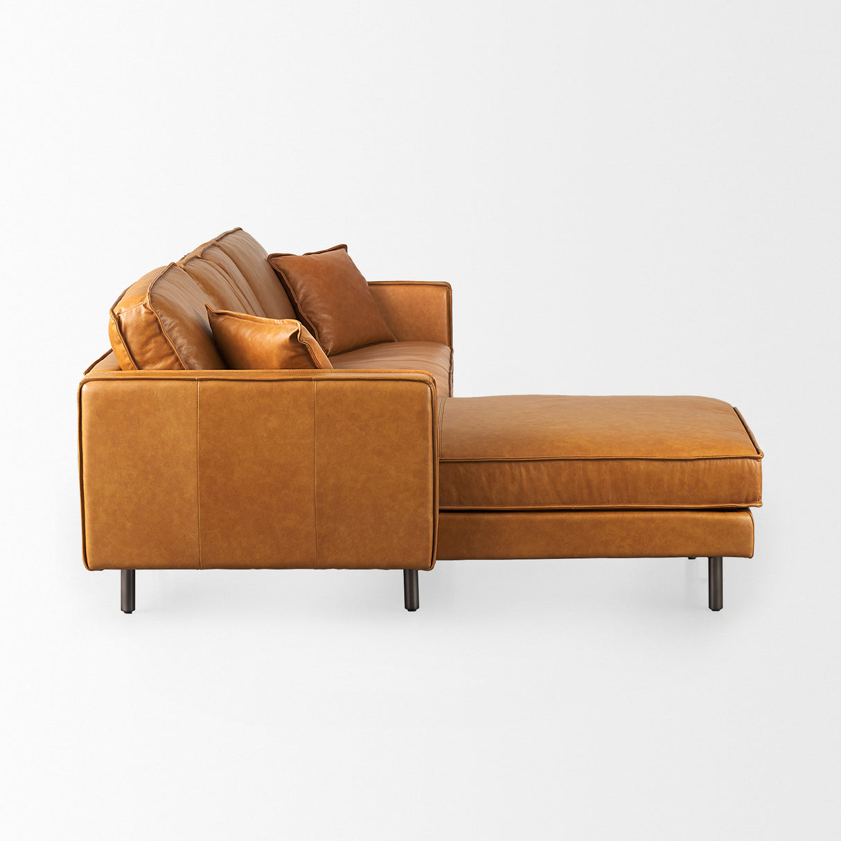 D'Arcy 111"L x 70"D x 33"H Tan Leather Left Chaise Sectional from Mercana - Luna Furniture