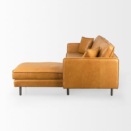 D'Arcy 111"L x 70"D x 33"H Tan Leather Right Chaise Sectional from Mercana - Luna Furniture