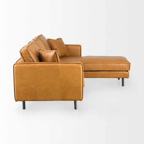 D'Arcy 111"L x 70"D x 33"H Tan Leather Right Chaise Sectional from Mercana - Luna Furniture