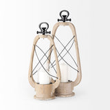 Zain I Small Brown Wooden Vintage Inspired Candle Holder Lantern from Mercana - Luna Furniture