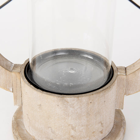 Zain II Large Brown Wooden Vintage Inspired Candle Holder Lantern from Mercana - Luna Furniture
