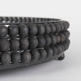 Decatur II 21L x 21W Black Wooden Bead Mirrored Bottom Round Tray from Mercana - Luna Furniture