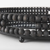 Decatur II 21L x 21W Black Wooden Bead Mirrored Bottom Round Tray from Mercana - Luna Furniture