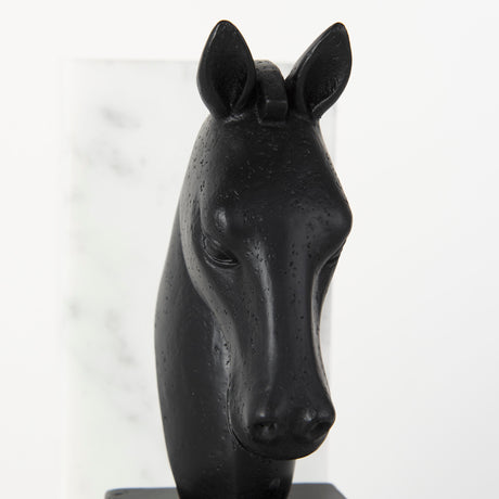 Hidalgo (Set of 2) 14L x 3W Black Majestic Horse Bookends from Mercana - Luna Furniture
