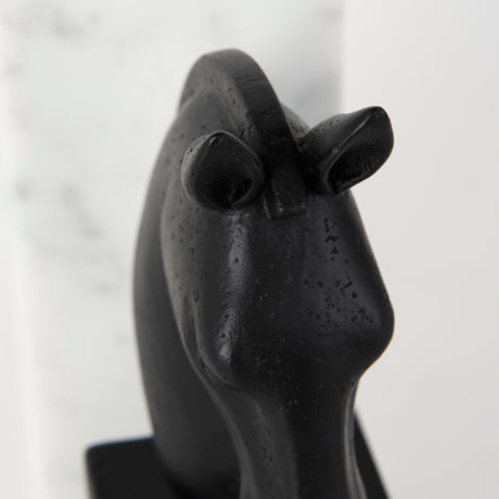Hidalgo (Set of 2) 14L x 3W Black Majestic Horse Bookends from Mercana - Luna Furniture