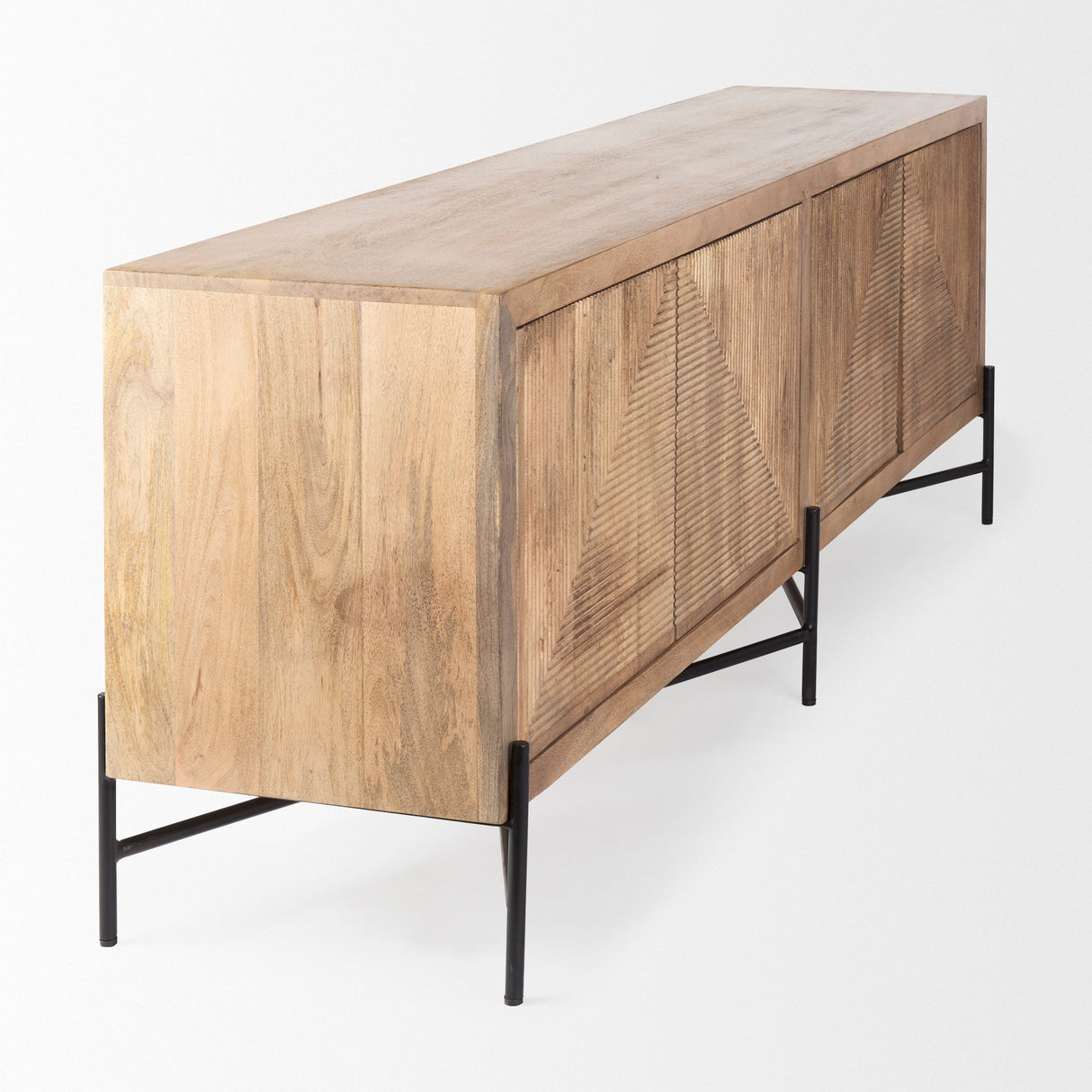 Cairo 78x19 Brown Solid Wood Black Metal Base 4 Door Cabinet Sideboard from Mercana - Luna Furniture